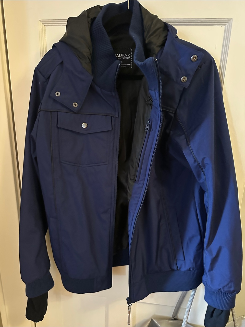 Baubax Women’s/unisex L Navy Blue Hooded Jacket with all the bells and whistles